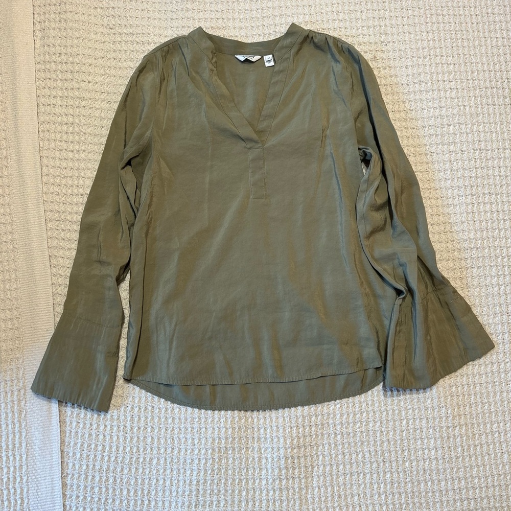 Green Bell Sleeve Blouse with Relaxed Fit